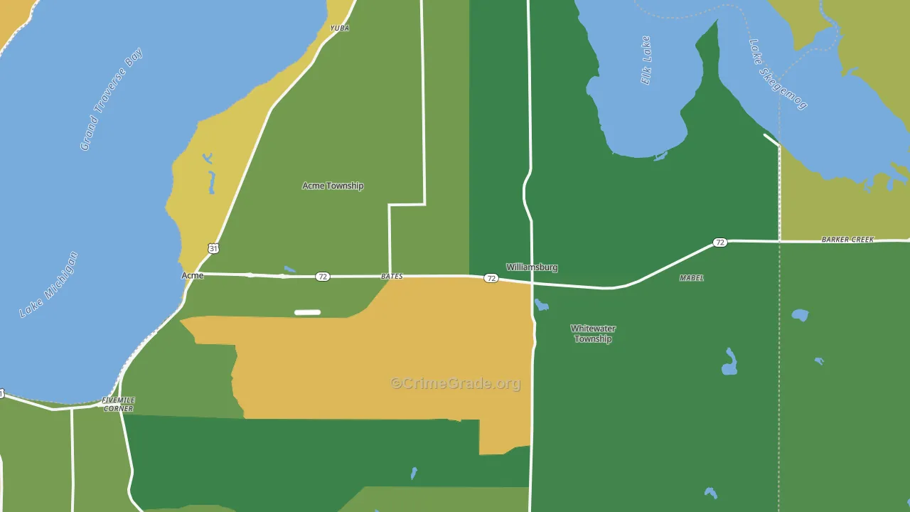 Williamsburg, MI Map of Murder Rates