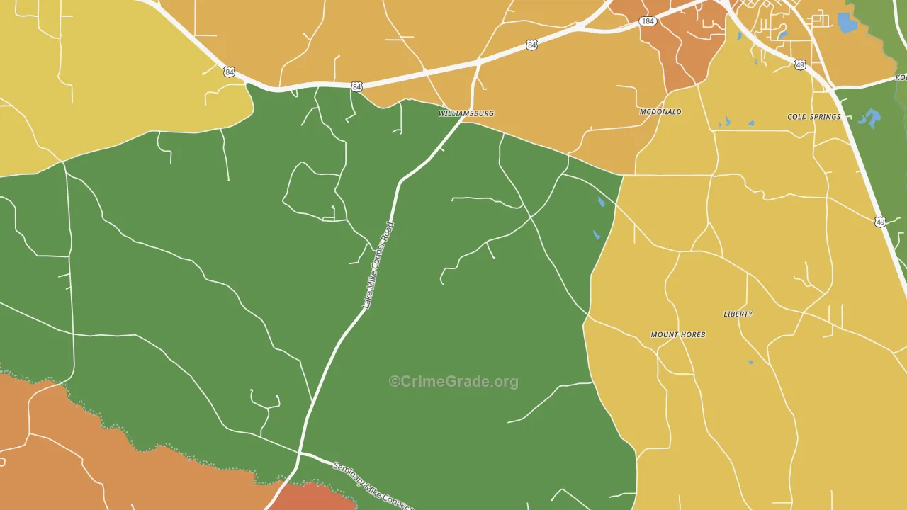 Williamsburg, MS Map of Murder Rates