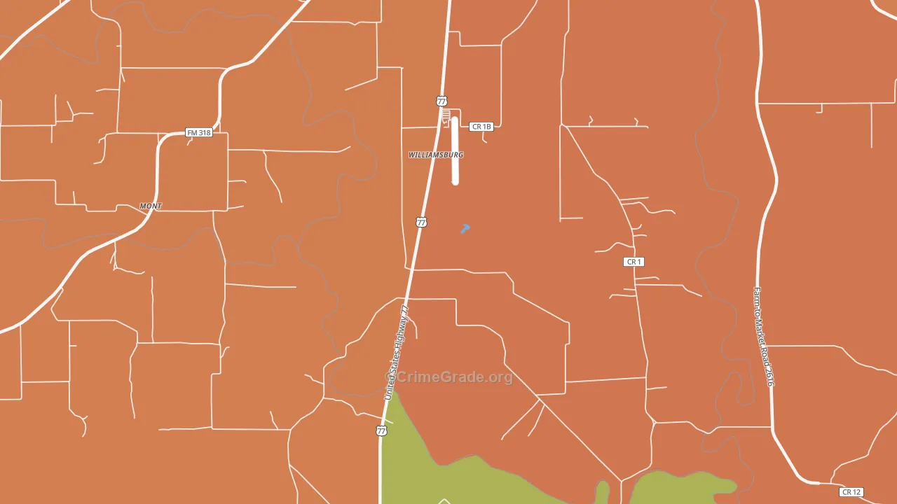 Williamsburg, TX Map of Murder Rates