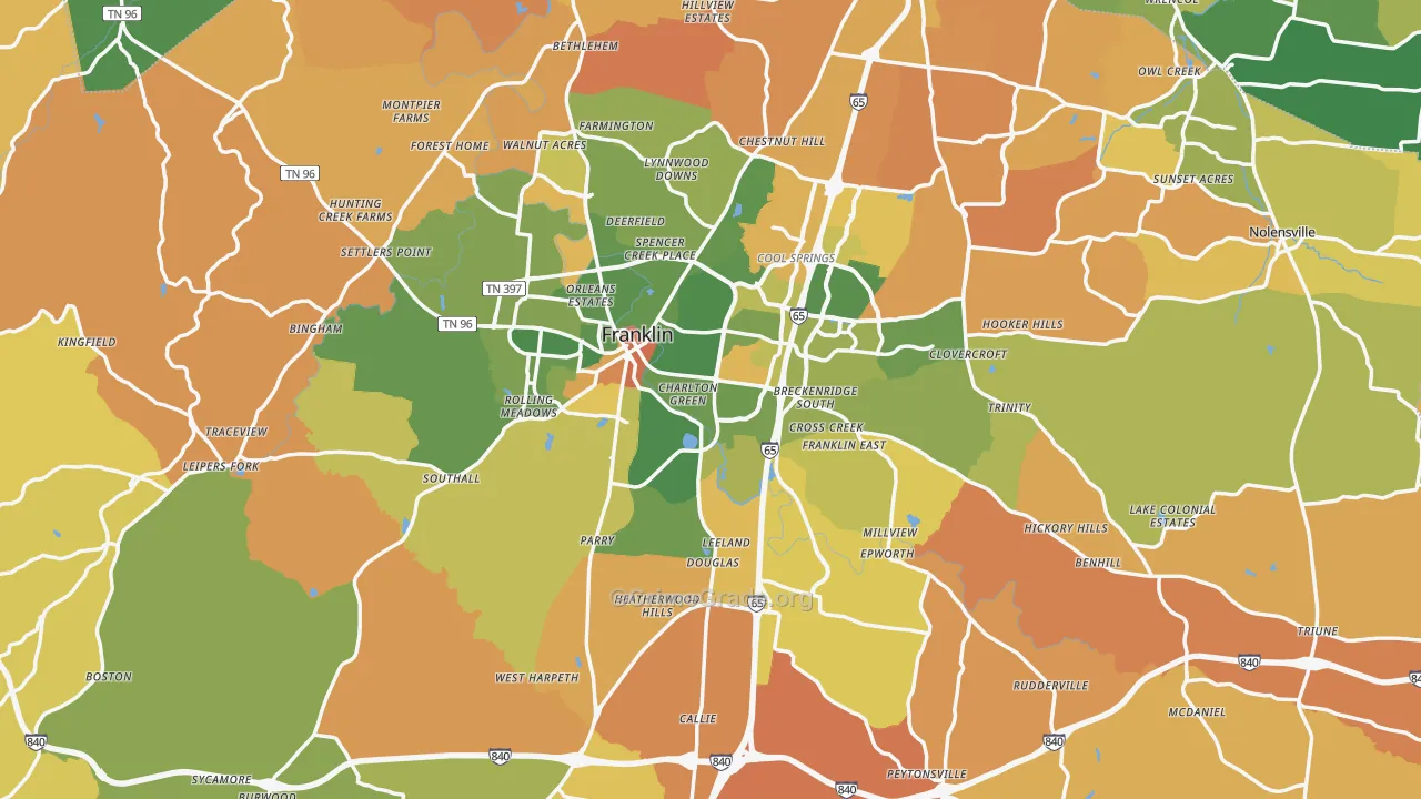 Williamson County, TN Map of Murder Rates