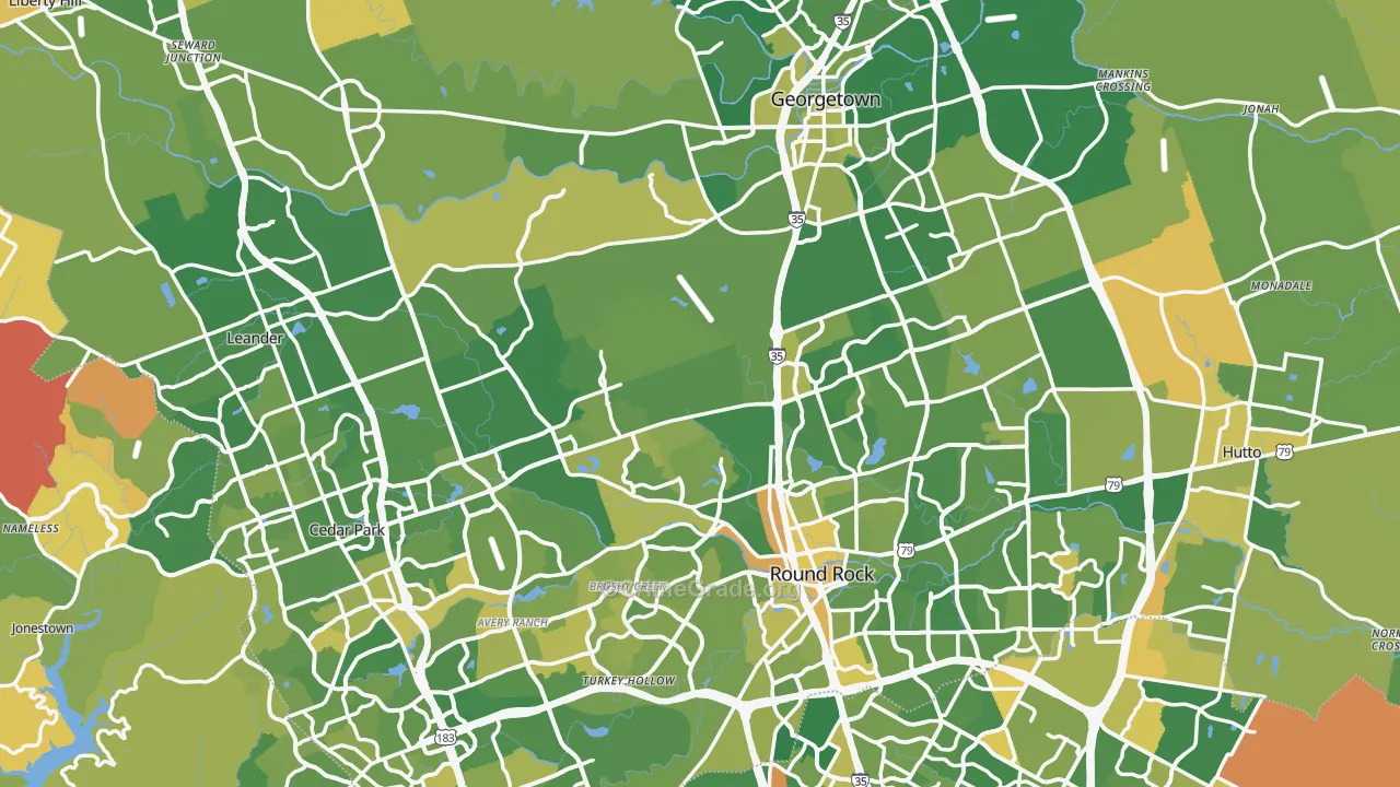 Williamson County, TX Map of Murder Rates