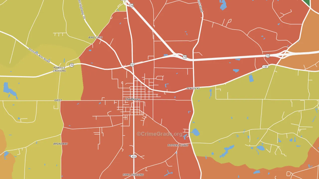 Williamson Crossroads, NC Map of Murder Rates