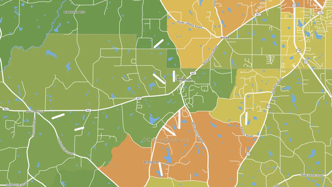 Williamson, GA Map of Murder Rates