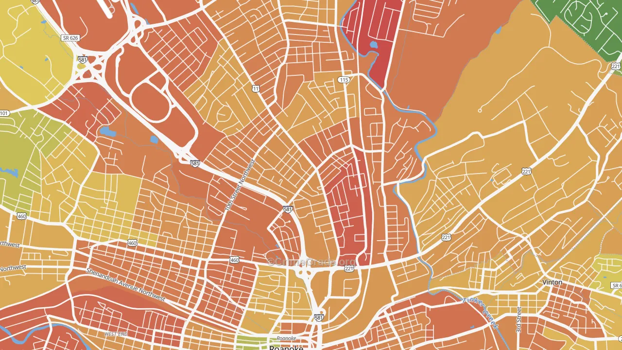 Williamson Road, Roanoke, VA Map of Murder Rates