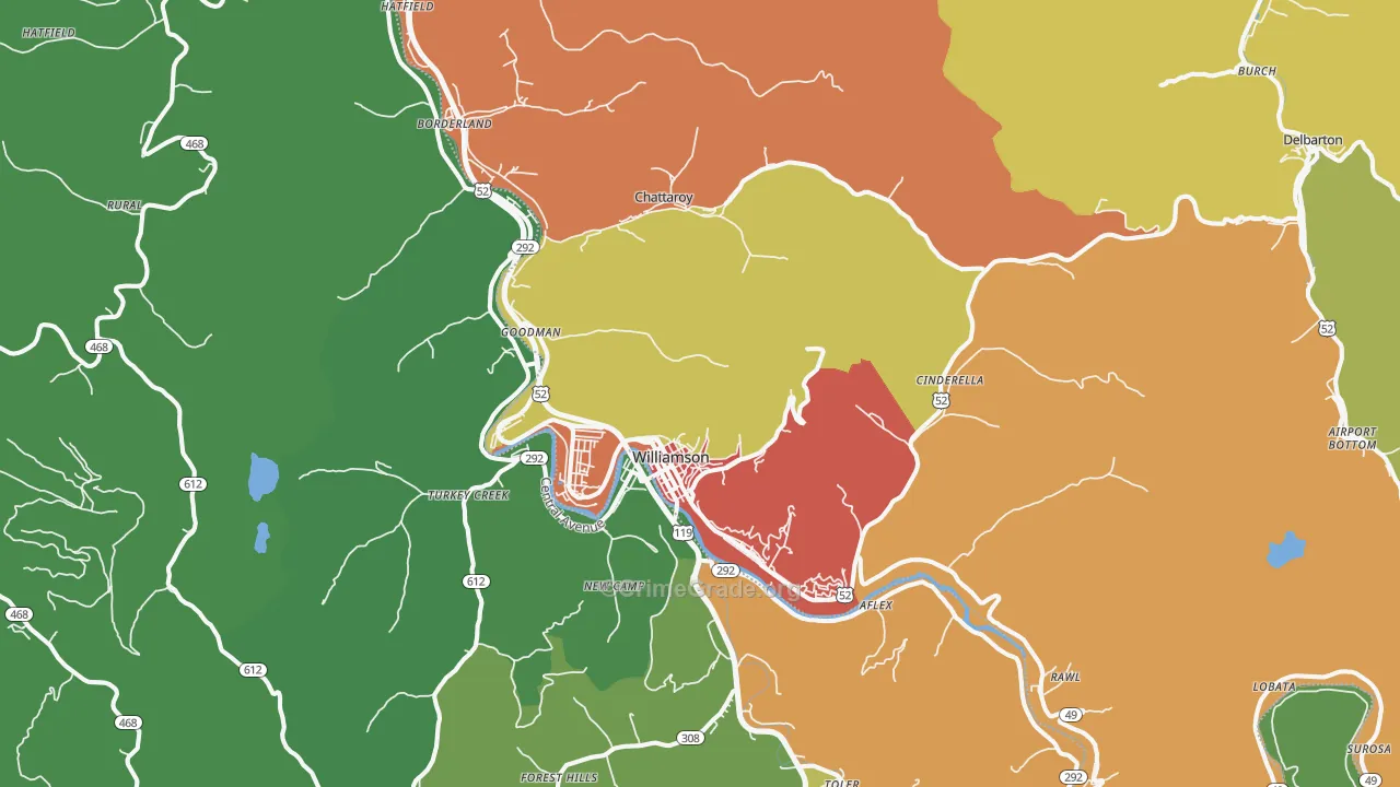 Williamson, WV Map of Murder Rates