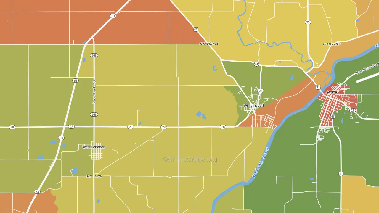 Williamsport, IN Map of Murder Rates