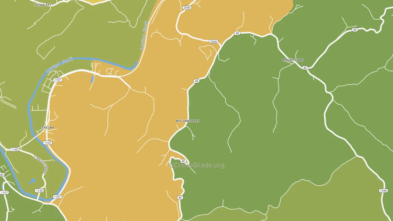 Williamsport, KY Map of Murder Rates
