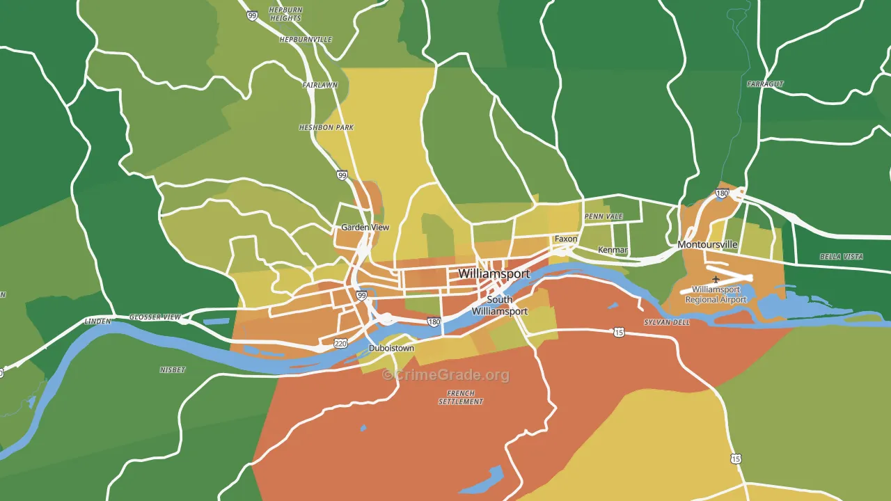Williamsport, PA Map of Murder Rates