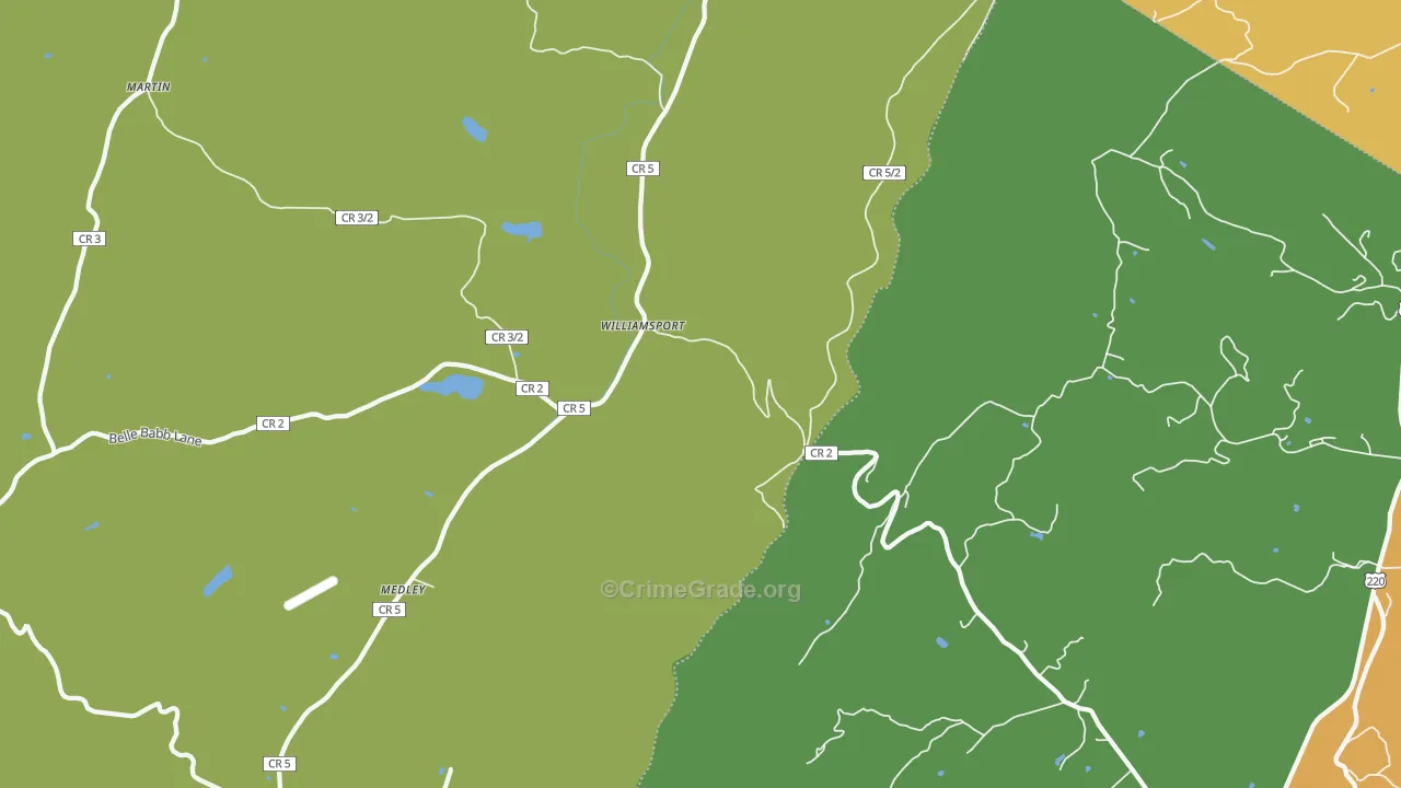 Williamsport, WV Map of Murder Rates