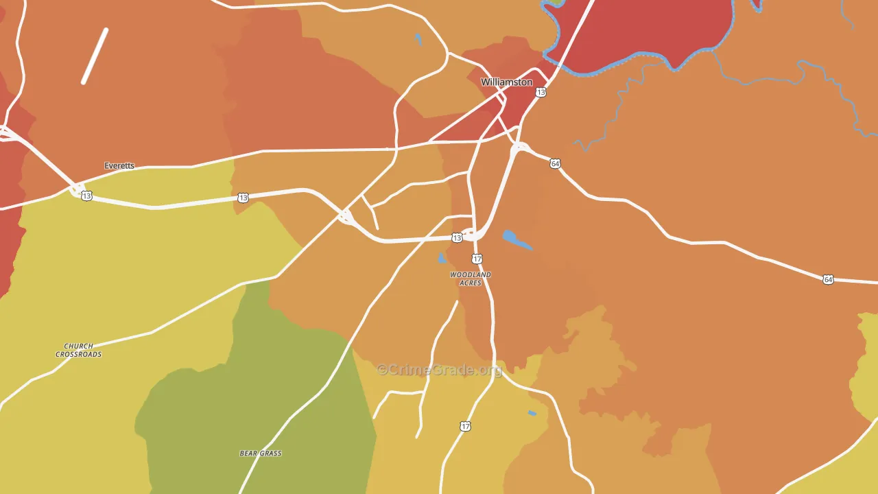 Williamston, NC Map of Murder Rates