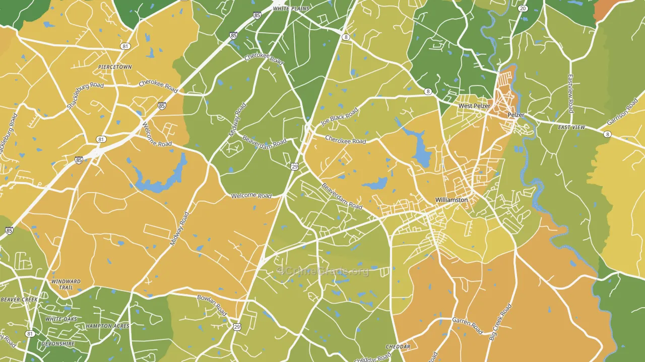 Williamston, SC Map of Murder Rates