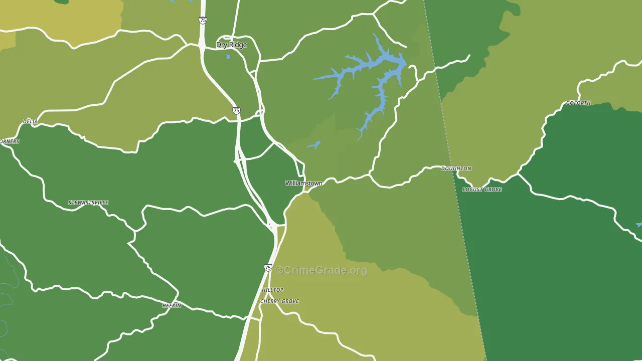 Williamstown, KY Map of Murder Rates