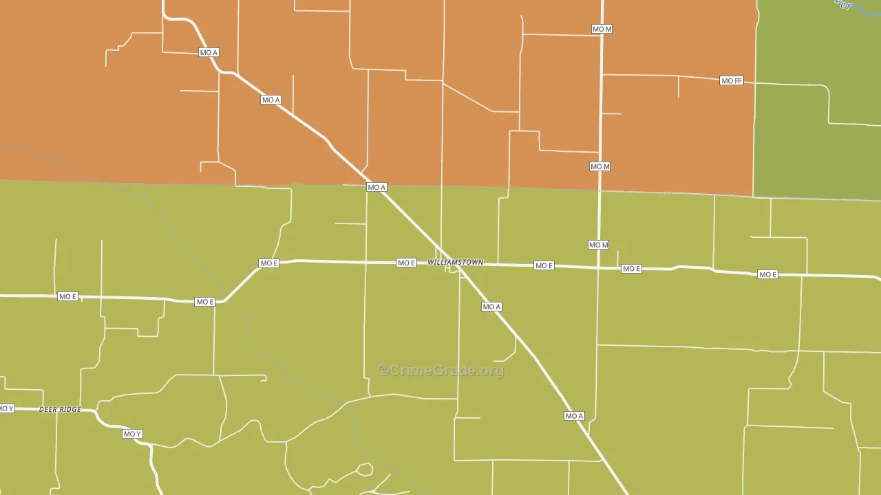 Williamstown, MO Map of Murder Rates