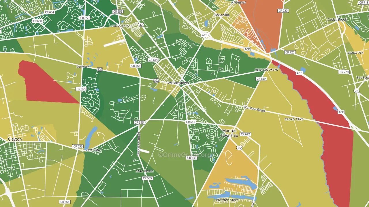 Williamstown, NJ Map of Murder Rates