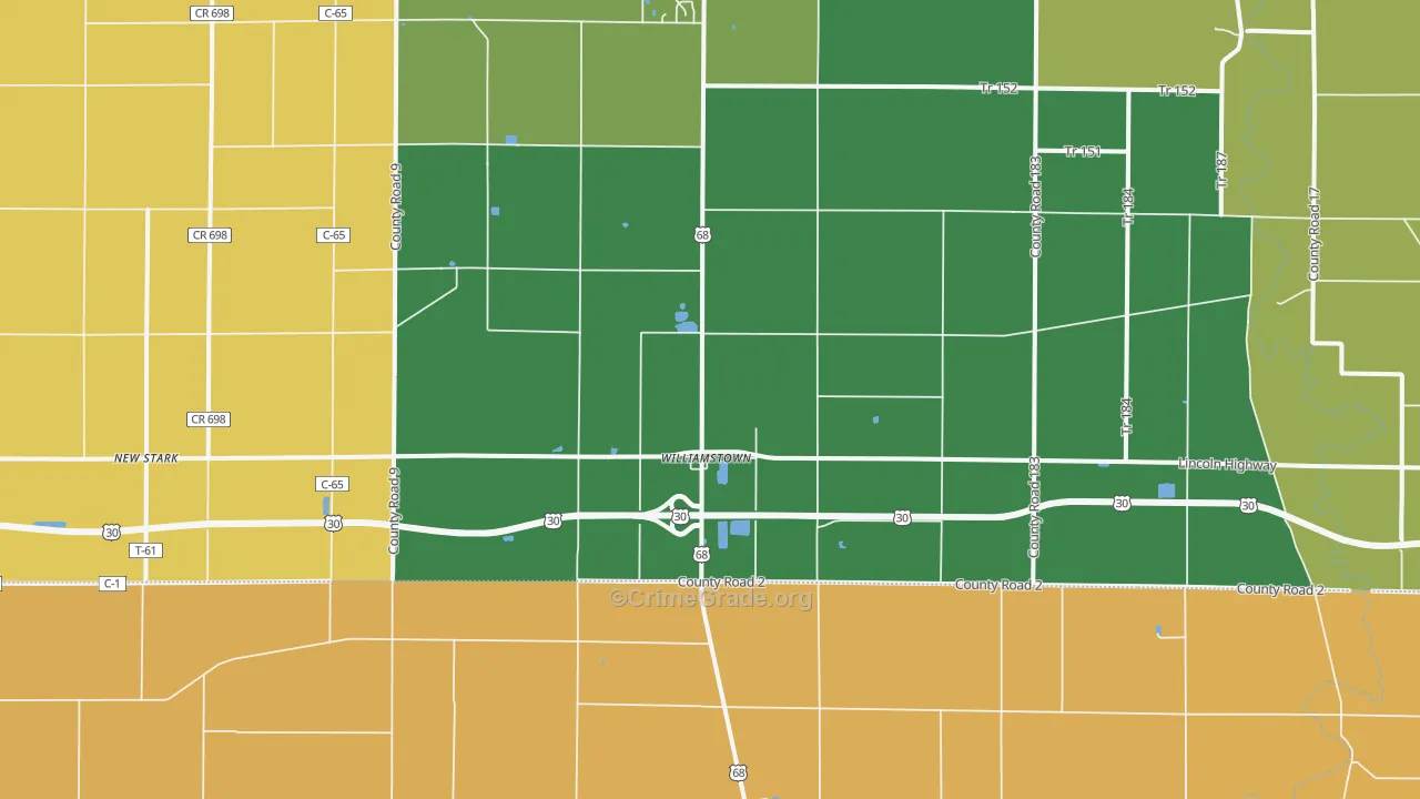 Williamstown, OH Map of Murder Rates