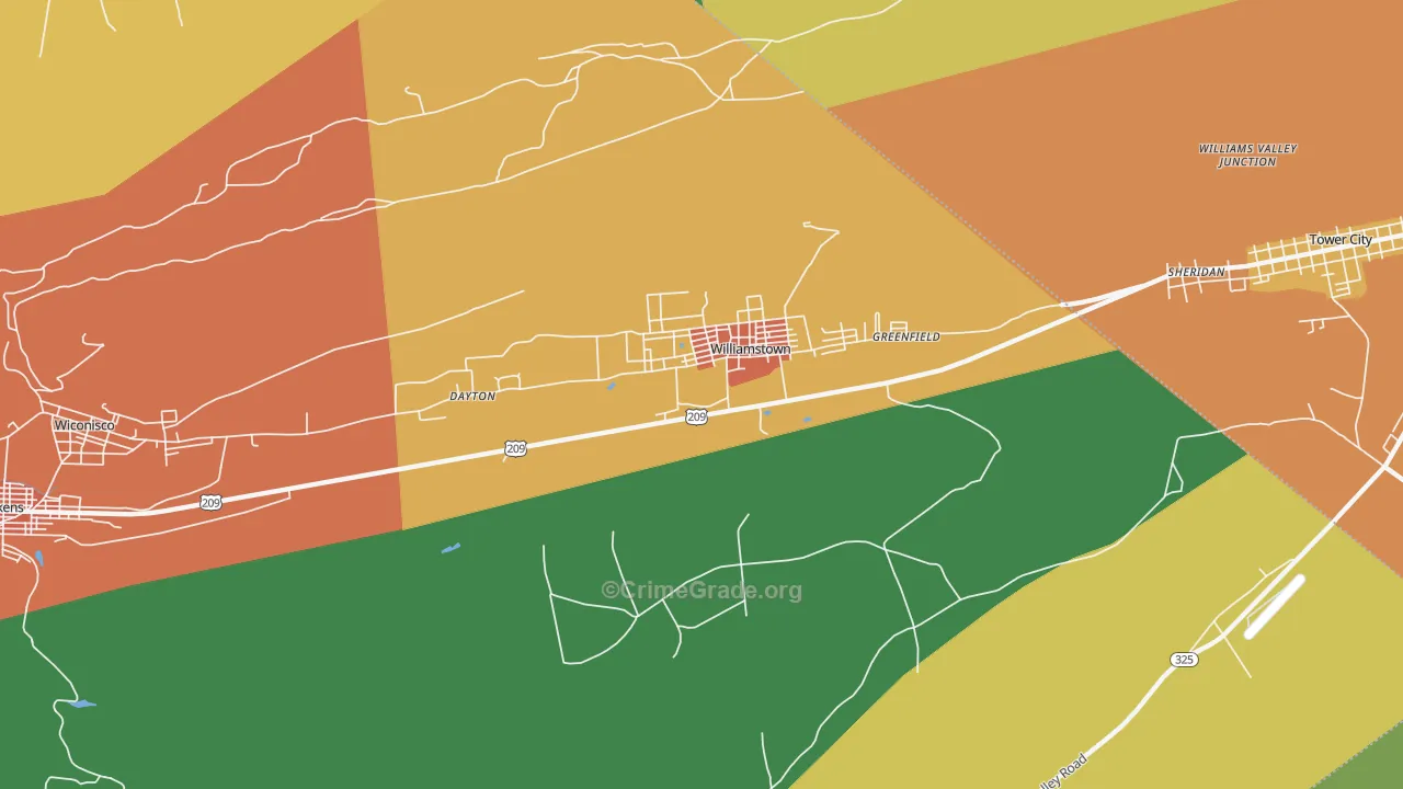 Williamstown, PA Map of Murder Rates