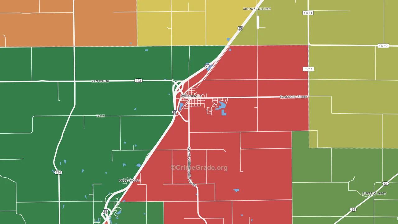 Williamsville, IL Map of Murder Rates