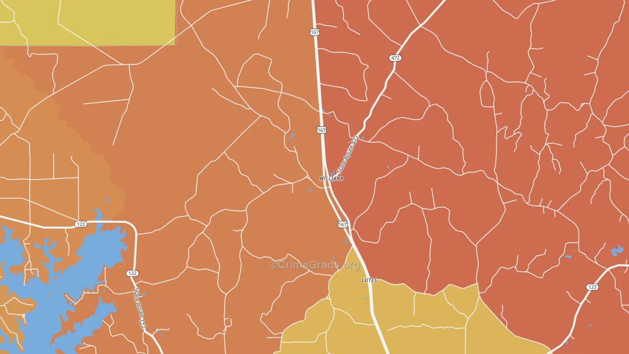 Williana, LA Map of Murder Rates