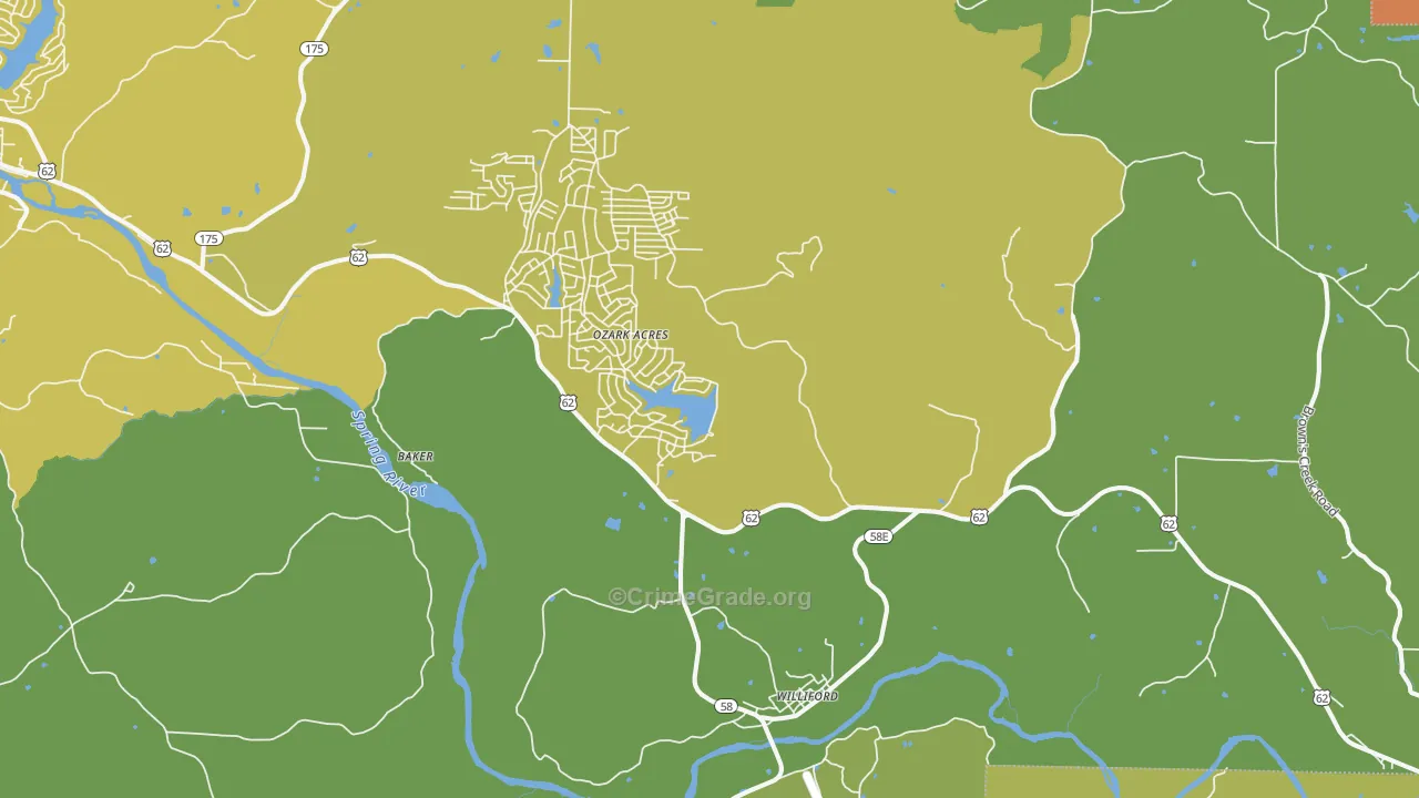 Williford, AR Map of Murder Rates