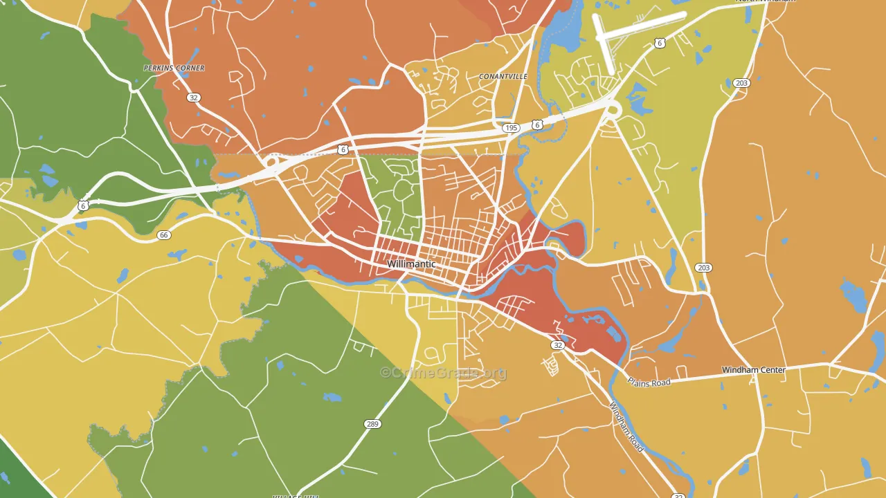 Willimantic, CT Map of Murder Rates