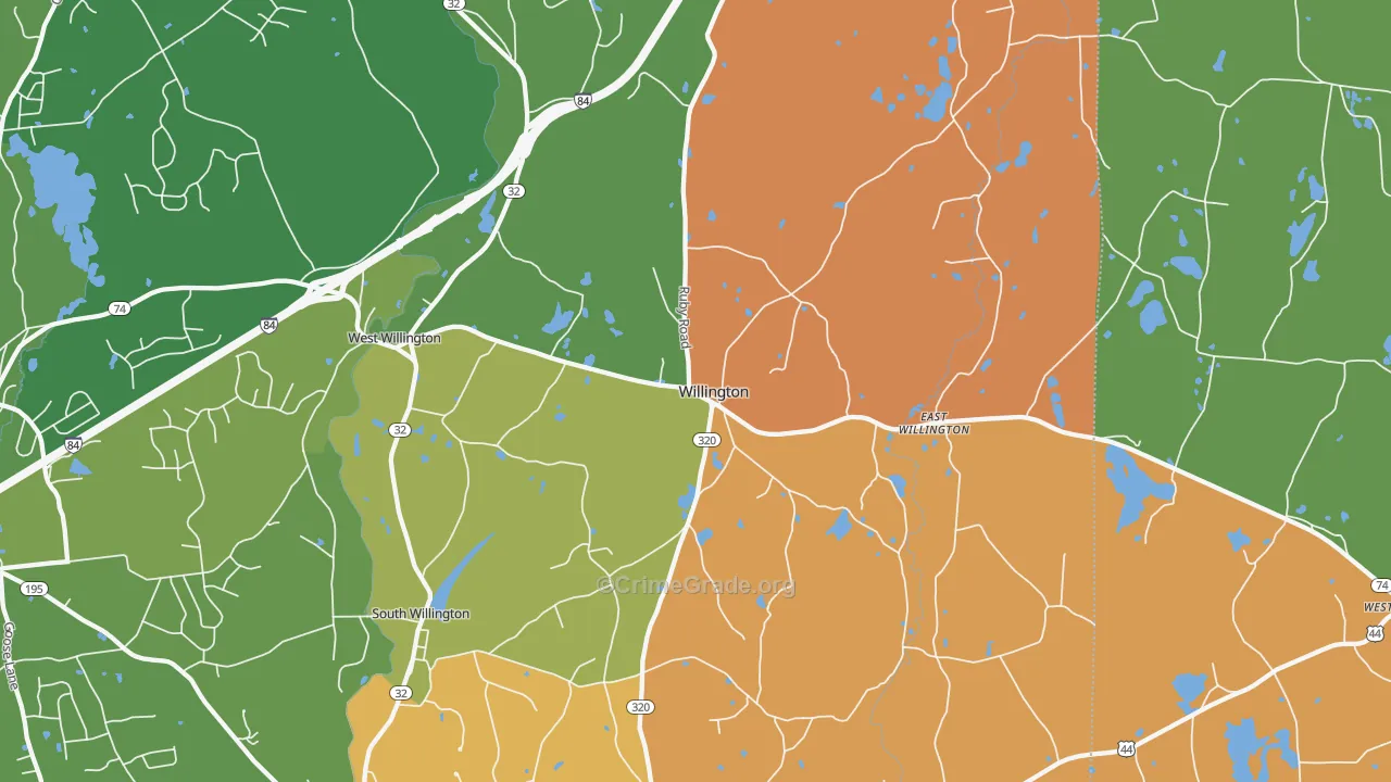 Willington, CT Map of Murder Rates