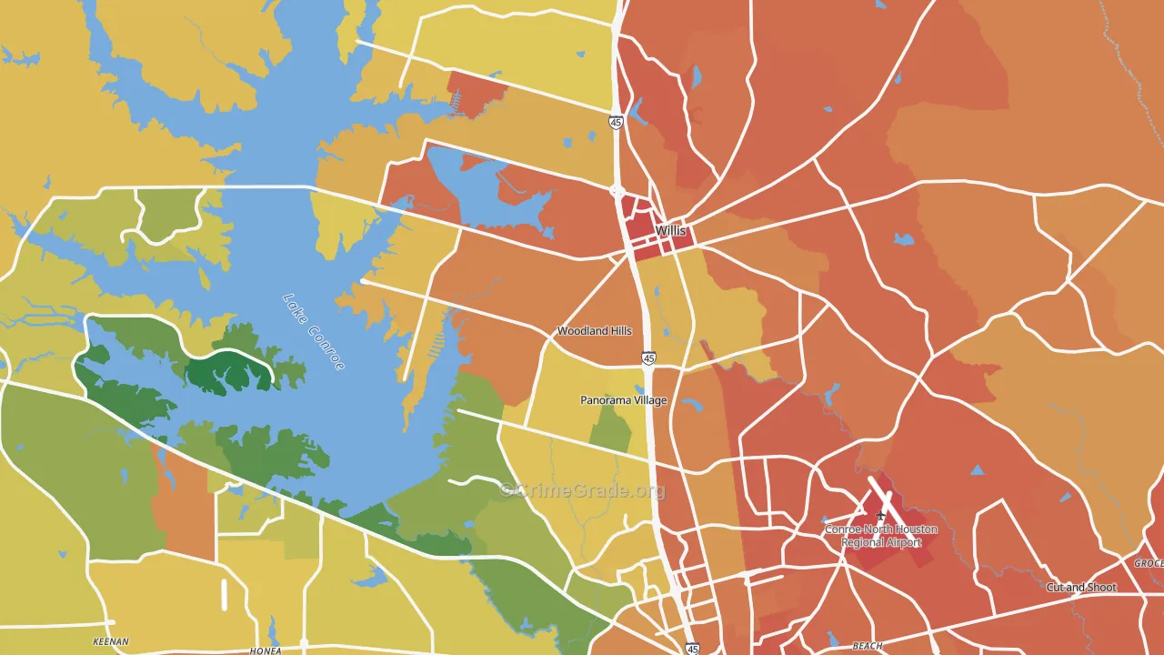 Willis, TX Map of Murder Rates