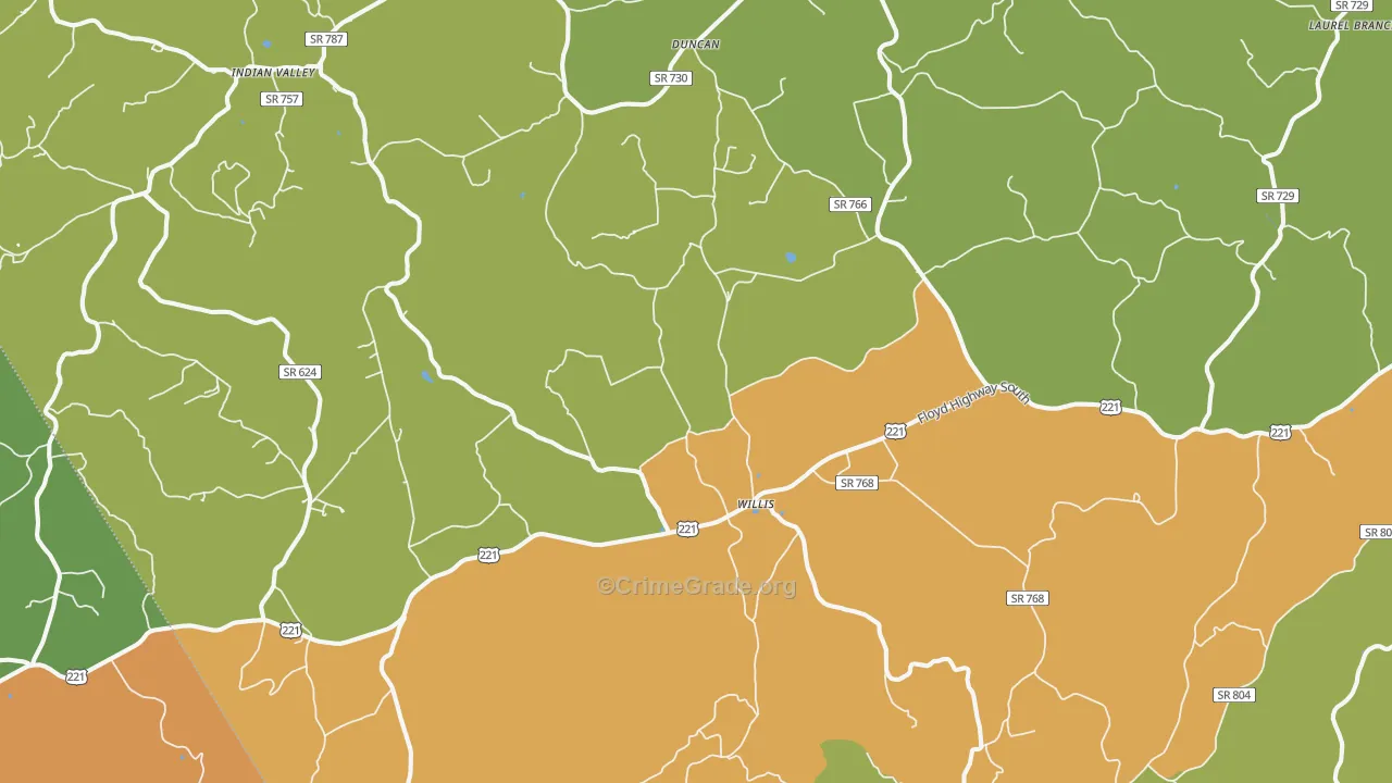 Willis, VA Map of Murder Rates