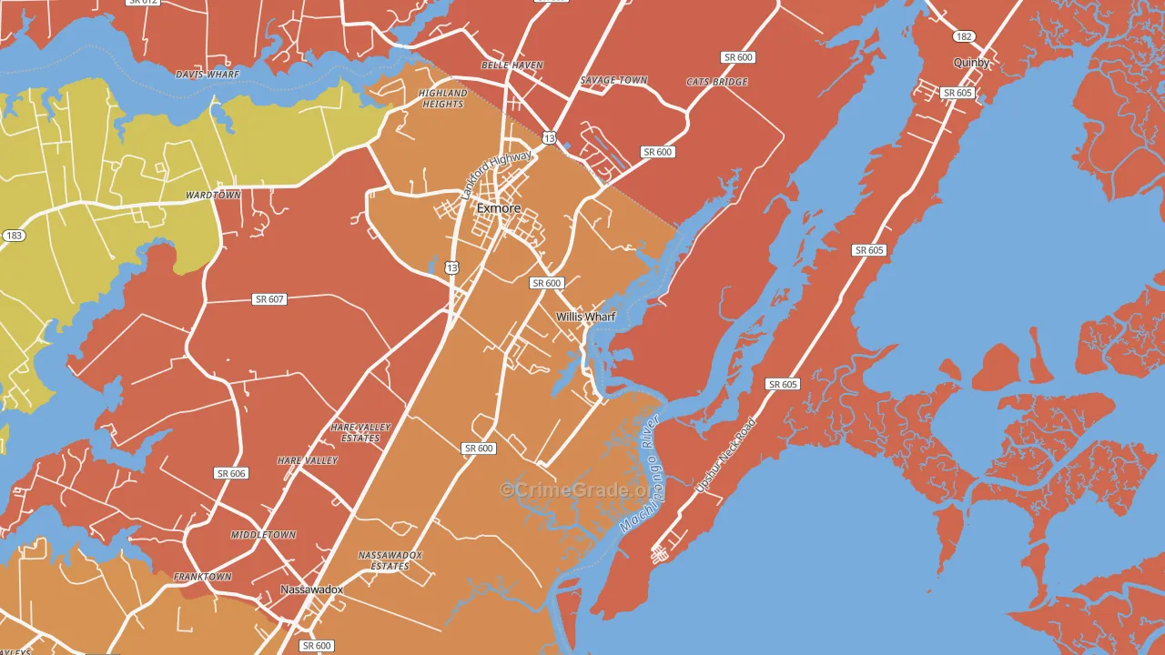 Willis Wharf, VA Map of Murder Rates