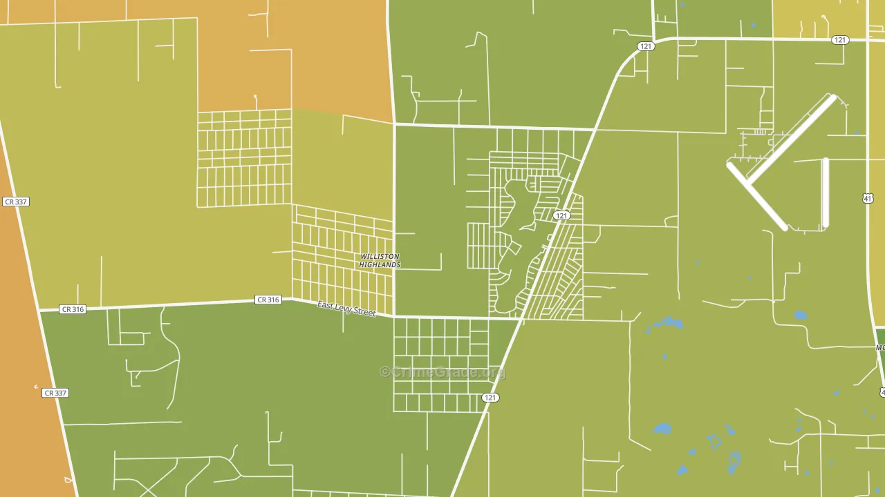 Williston Highlands, FL Map of Murder Rates