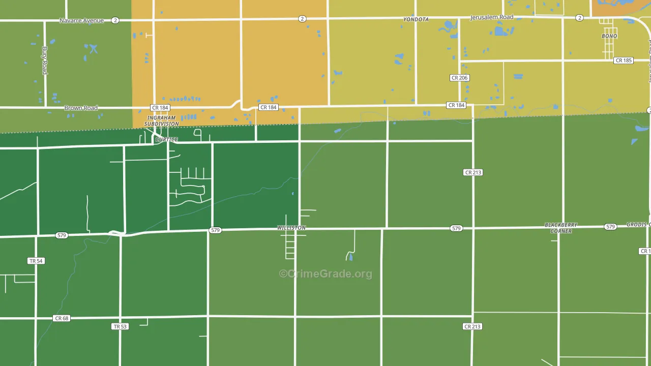 Williston, OH Map of Murder Rates