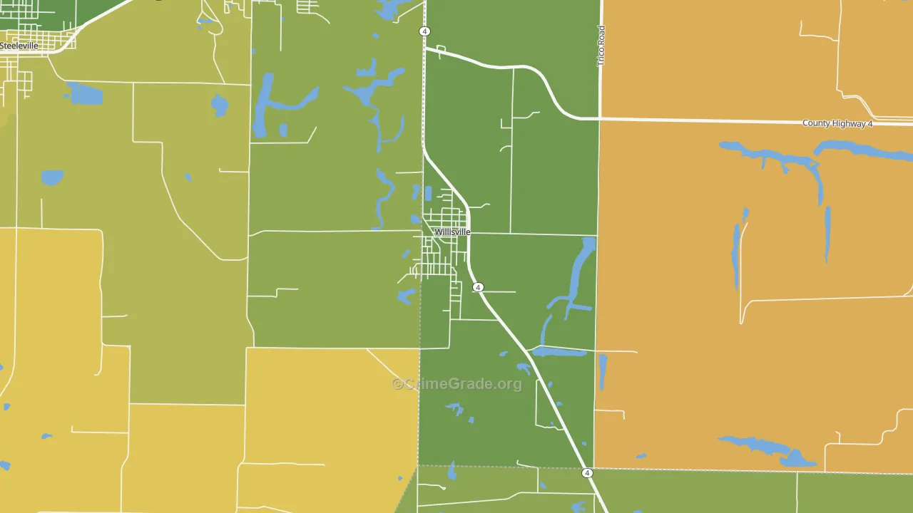 Willisville, IL Map of Murder Rates