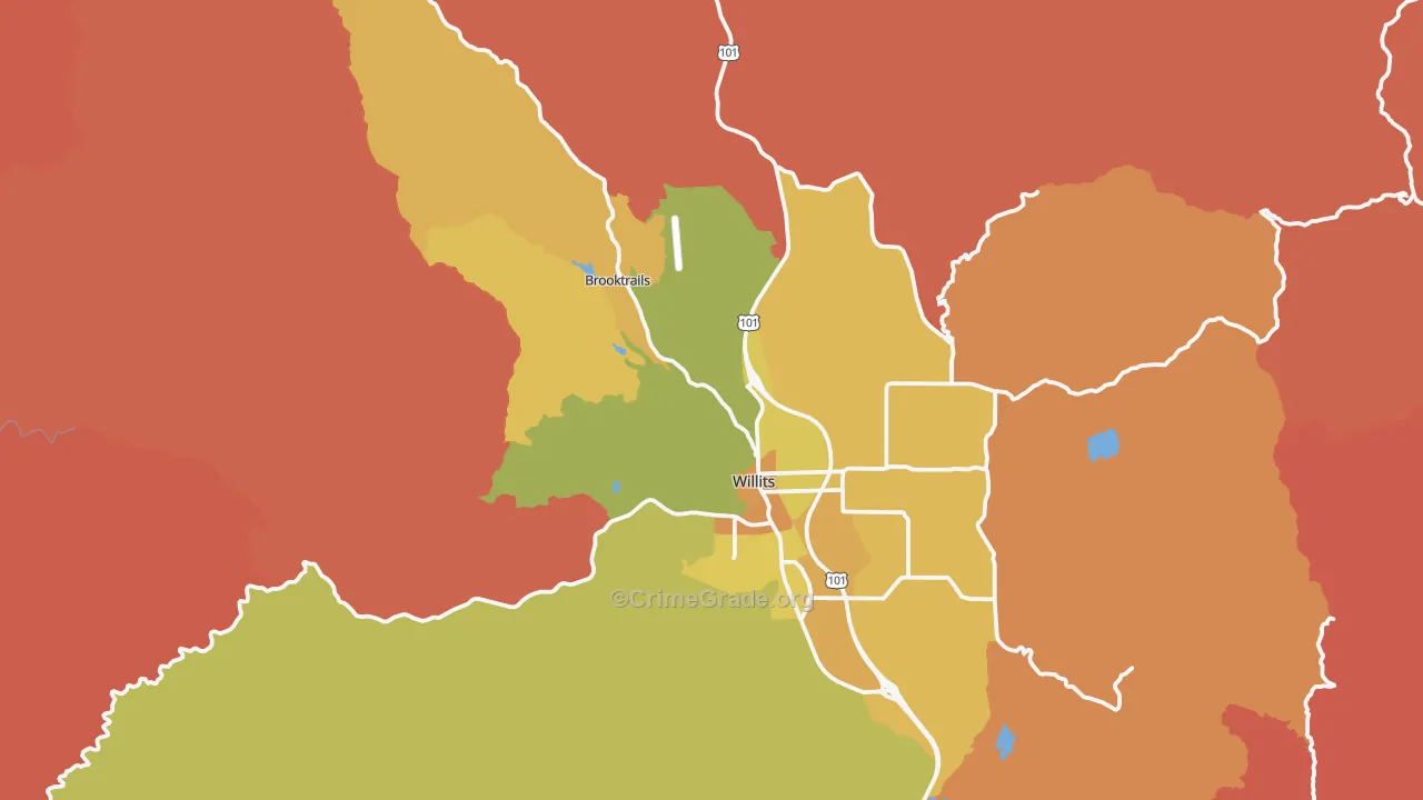Willits, CA Map of Murder Rates