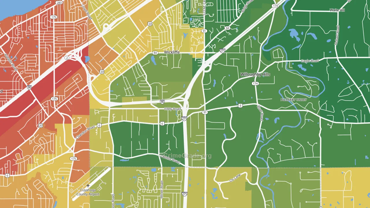 Willoughby Hills, OH Map of Murder Rates