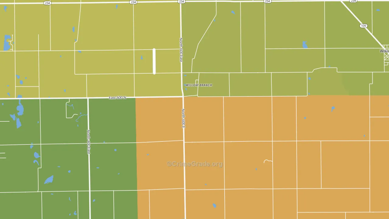 Willow Branch, IN Map of Murder Rates