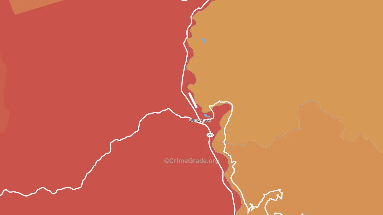 Willow Creek, CA Map of Murder Rates