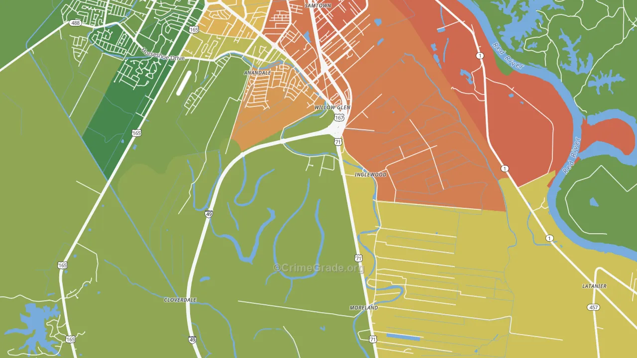 Willow Glen, LA Map of Murder Rates