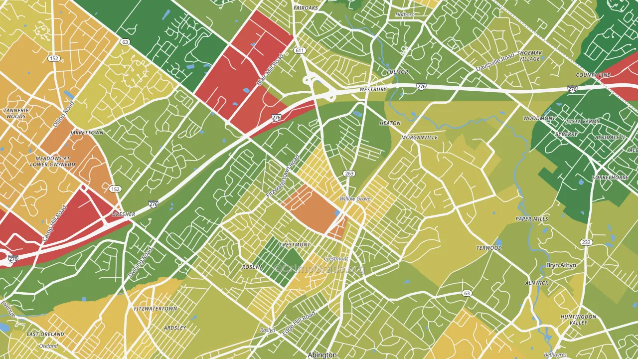 Willow Grove, PA Map of Murder Rates