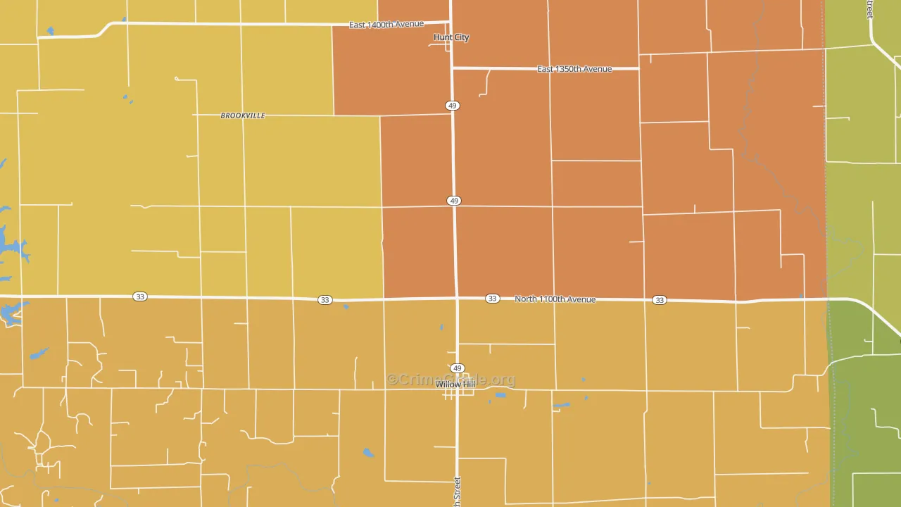 Willow Hill, IL Map of Murder Rates