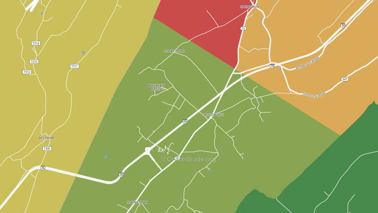 Willow Hill, PA Map of Murder Rates