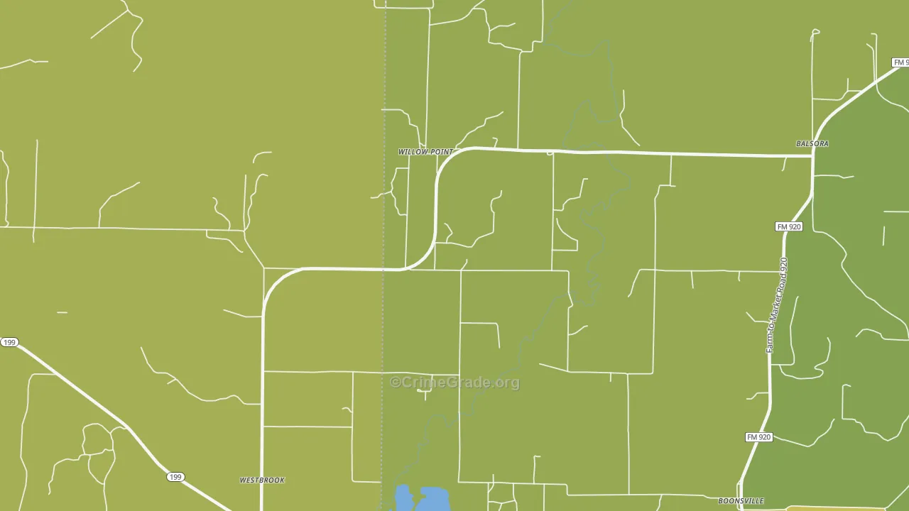 Willow Point, TX Map of Murder Rates