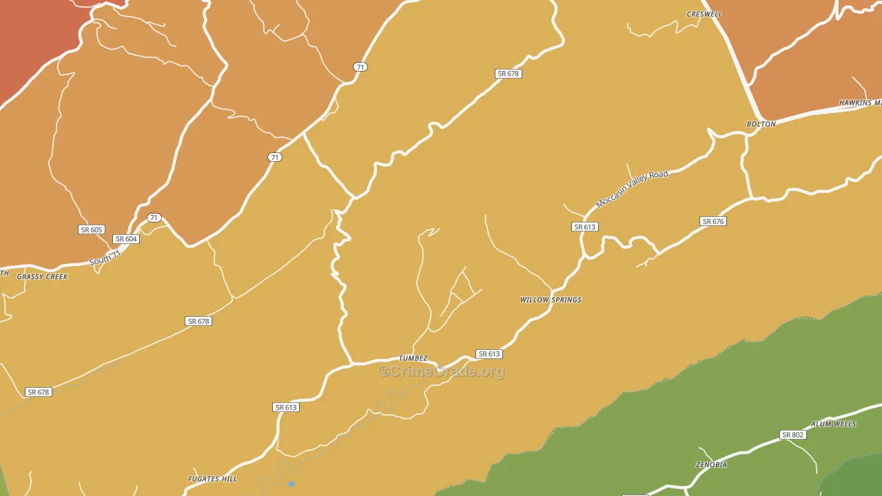 Willow Spring, VA Map of Murder Rates