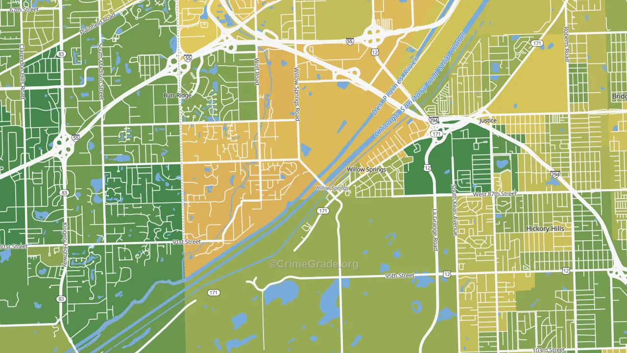 Willow Springs, IL Map of Murder Rates