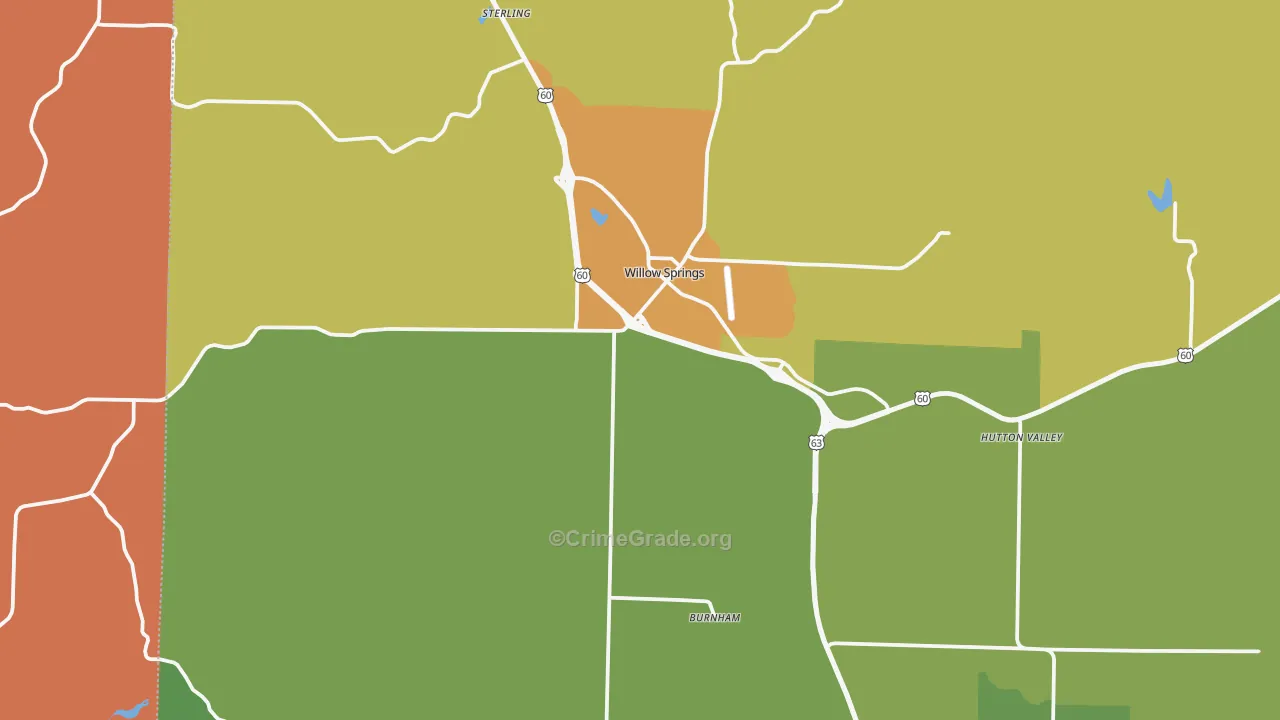 Willow Springs, MO Map of Murder Rates