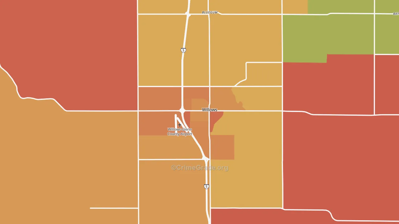 Willows, CA Map of Murder Rates