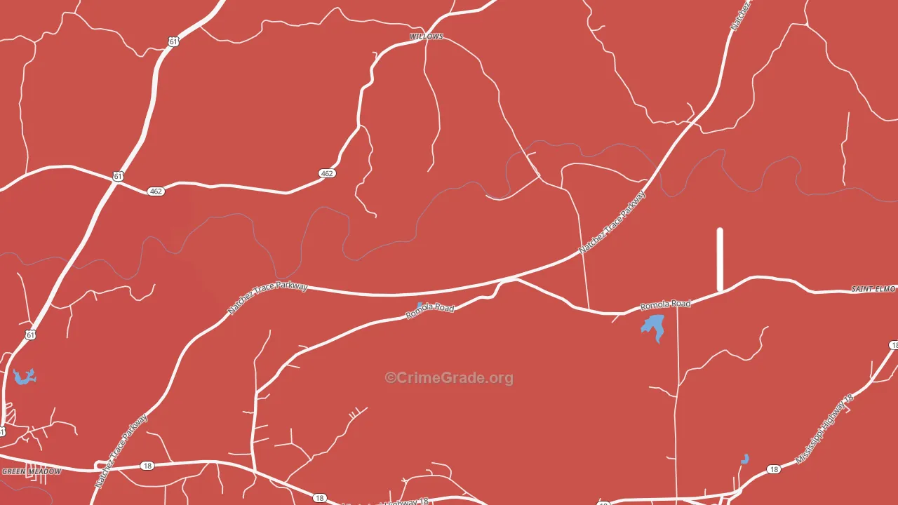 Willows, MS Map of Murder Rates