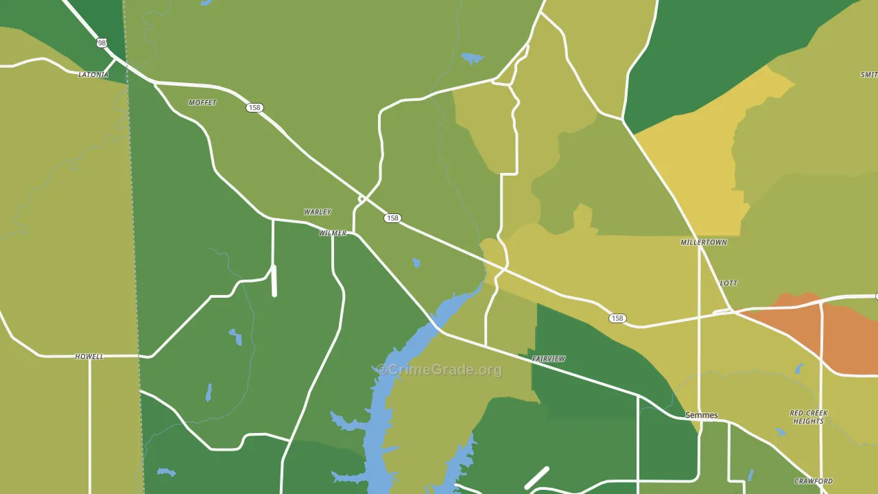 Wilmer, AL Map of Murder Rates