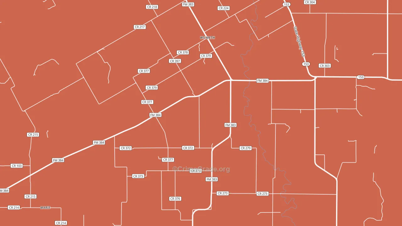 Wilmeth, TX Map of Murder Rates
