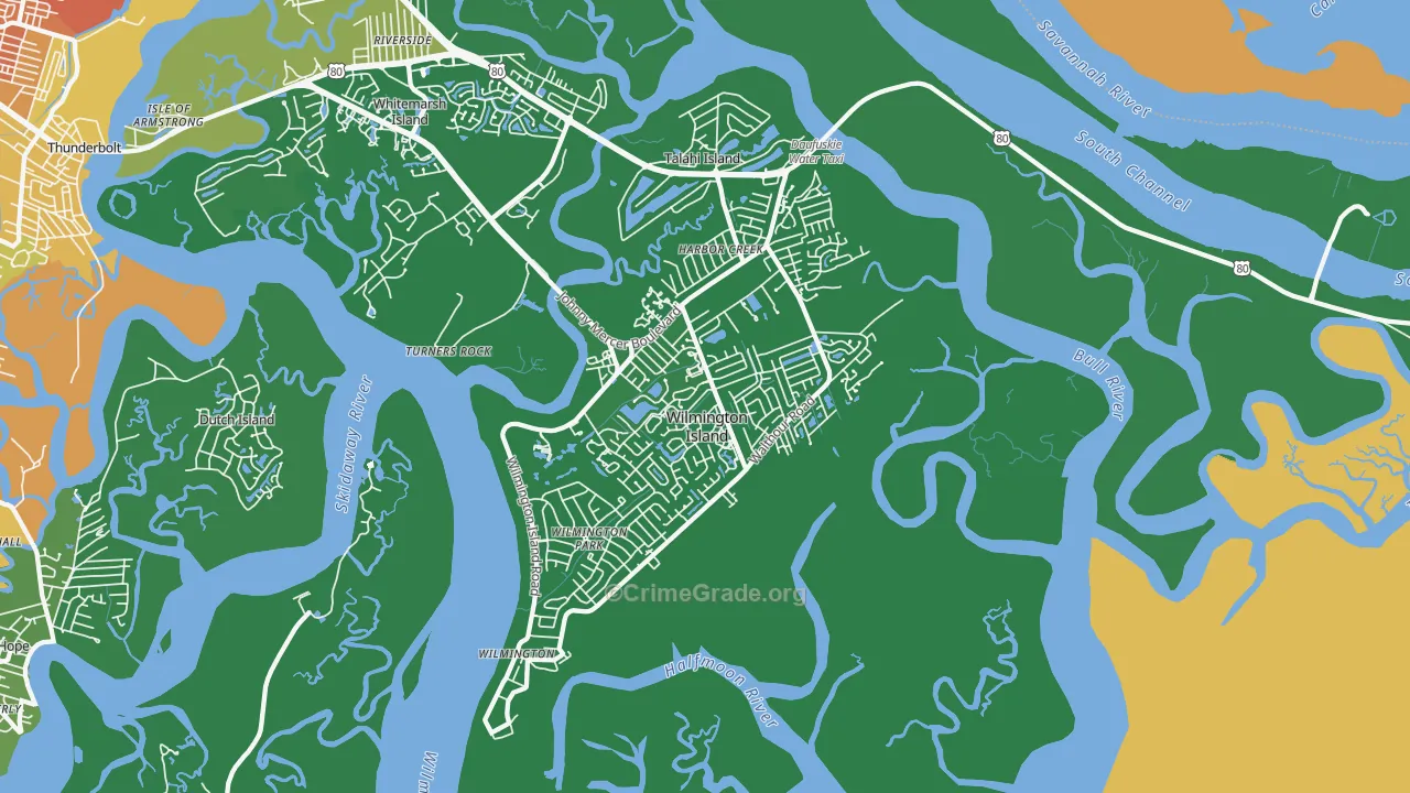 Wilmington Island, GA Map of Murder Rates
