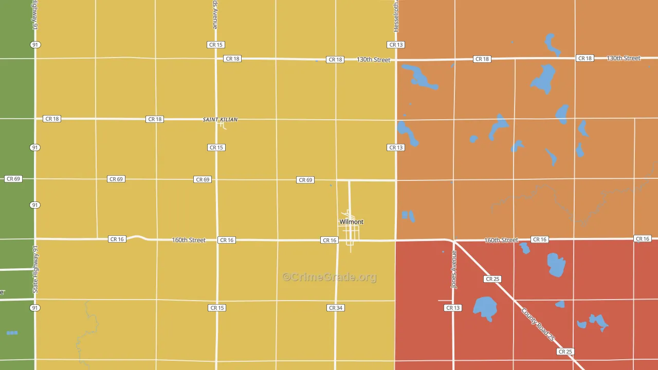 Wilmont, MN Map of Murder Rates
