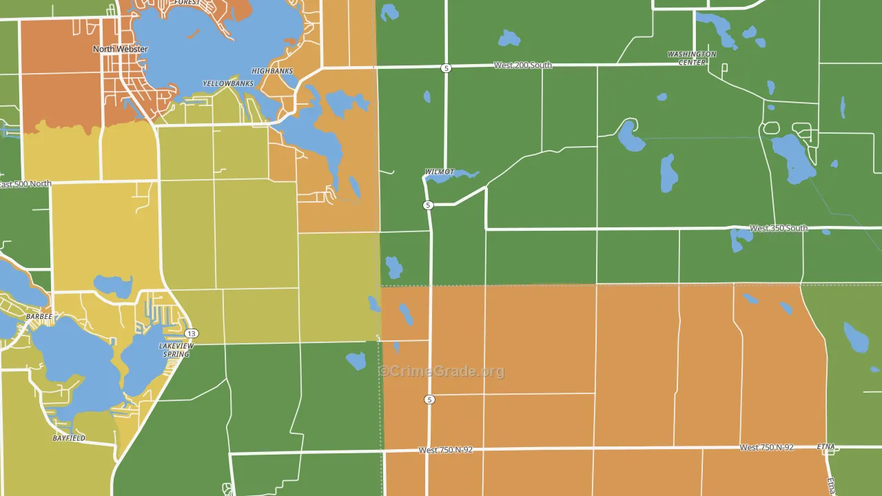 Wilmot, IN Map of Murder Rates